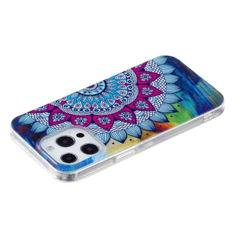 Hoesje voor iPhone 15 Pro Fluorescerende Mandala