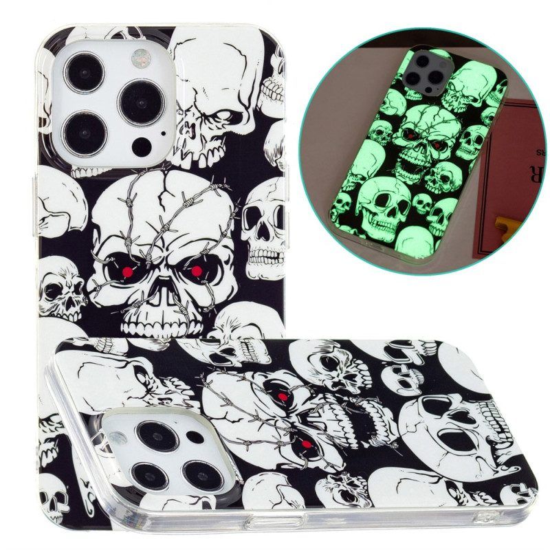 Hoesje voor iPhone 15 Pro Max Fluorescerende Schedels