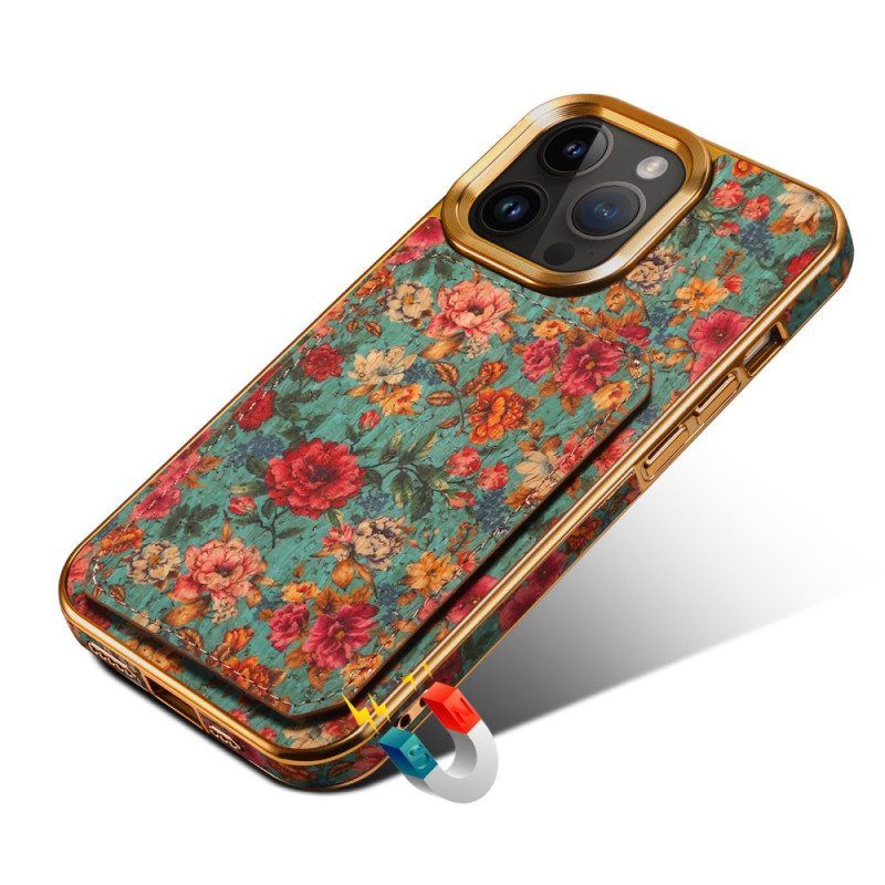 Hoesje voor iPhone 15 Pro Max Vintage Houder Kaarthouder