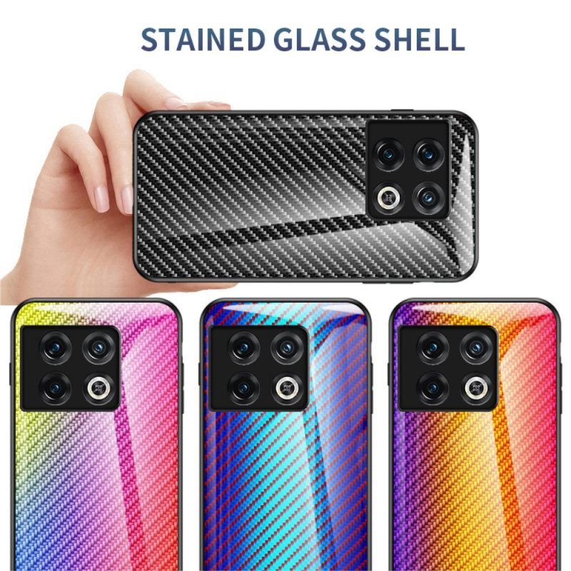 Hoesje voor OnePlus 10 Pro 5G Koolstofvezel Gehard Glas