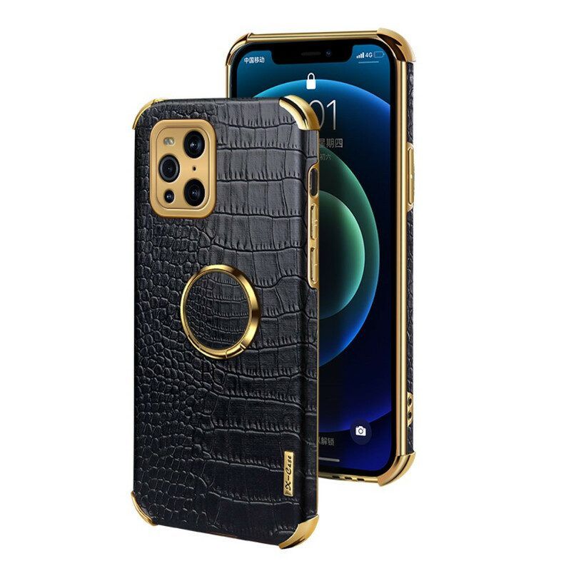 Hoesje voor Oppo Find X3 Pro X-case Krokodillenleer-effect