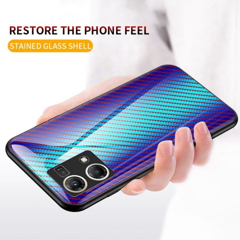 Hoesje voor Oppo Reno 7 Koolstofvezel Gehard Glas