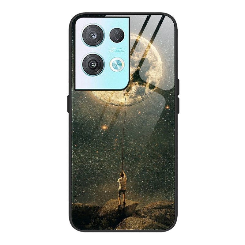 Hoesje voor Oppo Reno 8 Pro Moon Man Gehard Glas