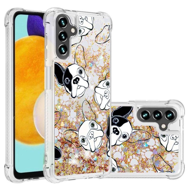 Hoesje voor Samsung Galaxy A13 5G / A04s Samsung Galaxy A14 5g / A14 Zwarte Rand Gehard Glas Screenprotector