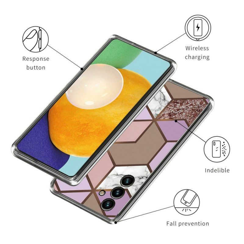 Hoesje voor Samsung Galaxy A14 / A14 5G Imitatielakleer Met Knoop