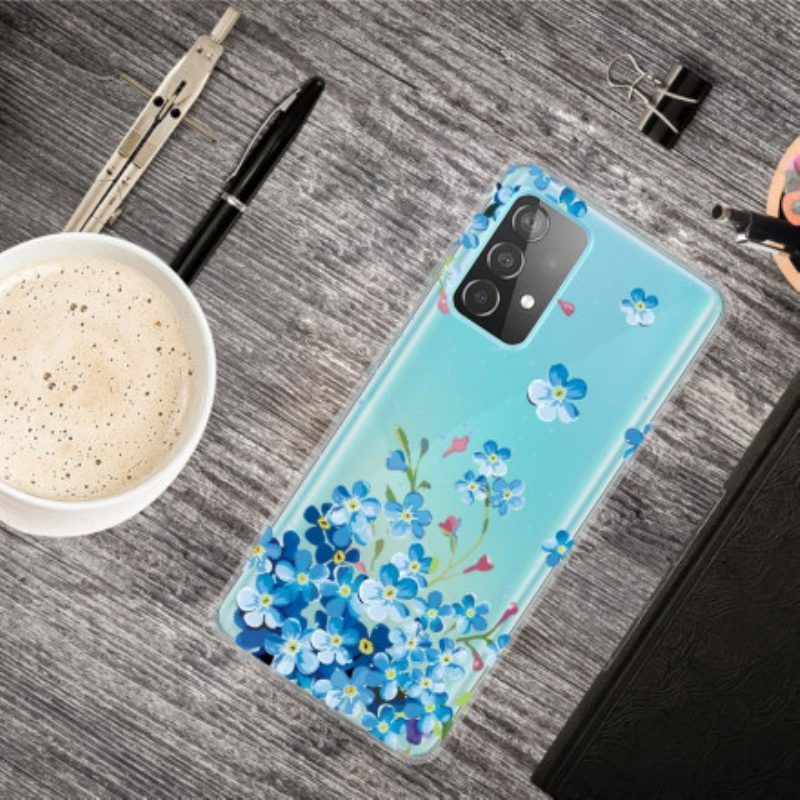 Hoesje voor Samsung Galaxy A52 4G / A52 5G / A52s 5G Blauwe Bloemen