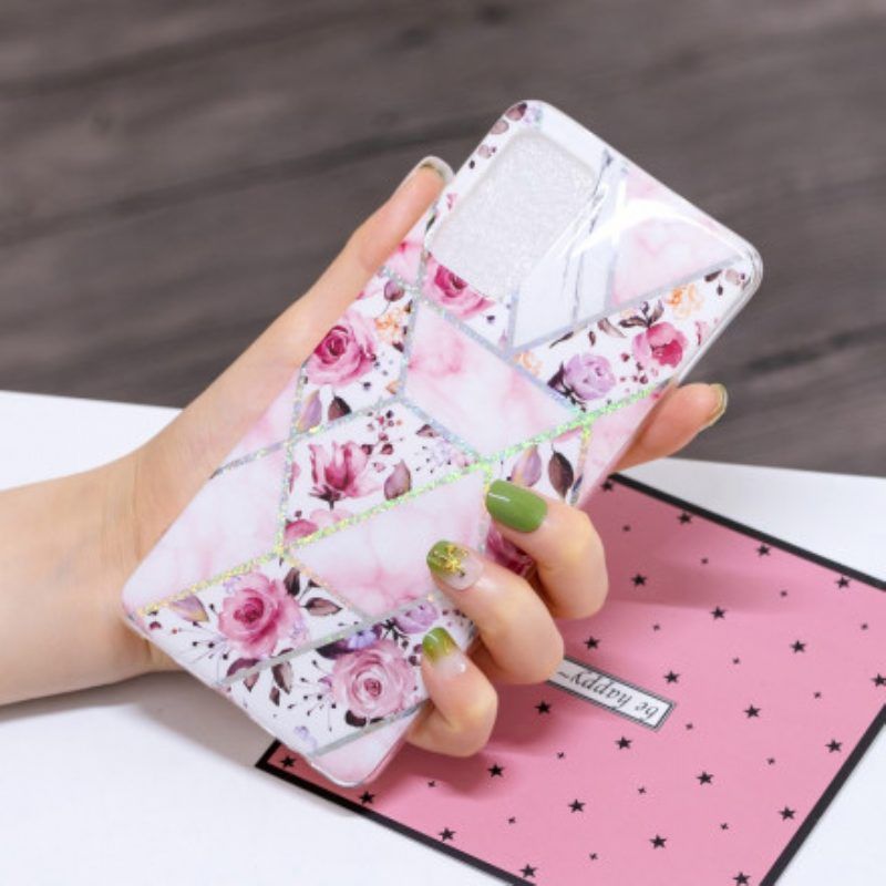 Hoesje voor Samsung Galaxy A52 4G / A52 5G / A52s 5G Gemarmerde Bloemen