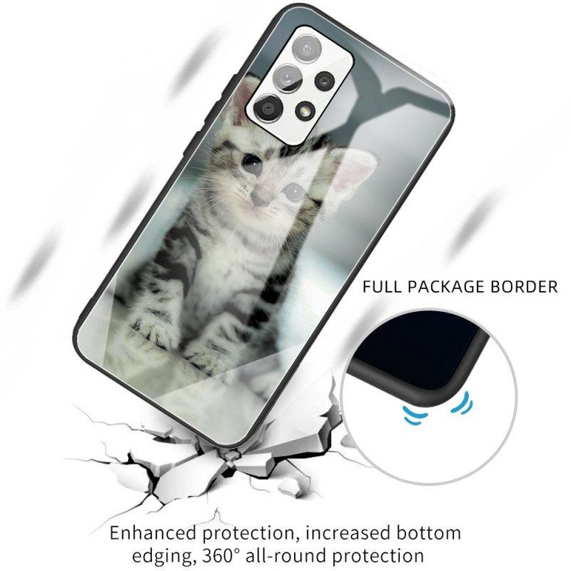 Hoesje voor Samsung Galaxy A53 5G Kitten Gehard Glas