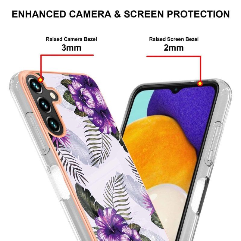 Hoesje voor Samsung Galaxy A54 5G Gemarmerde Bloemen