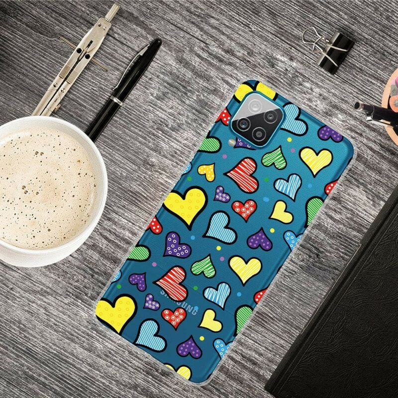 Hoesje voor Samsung Galaxy M12 / A12 Veelkleurige Harten