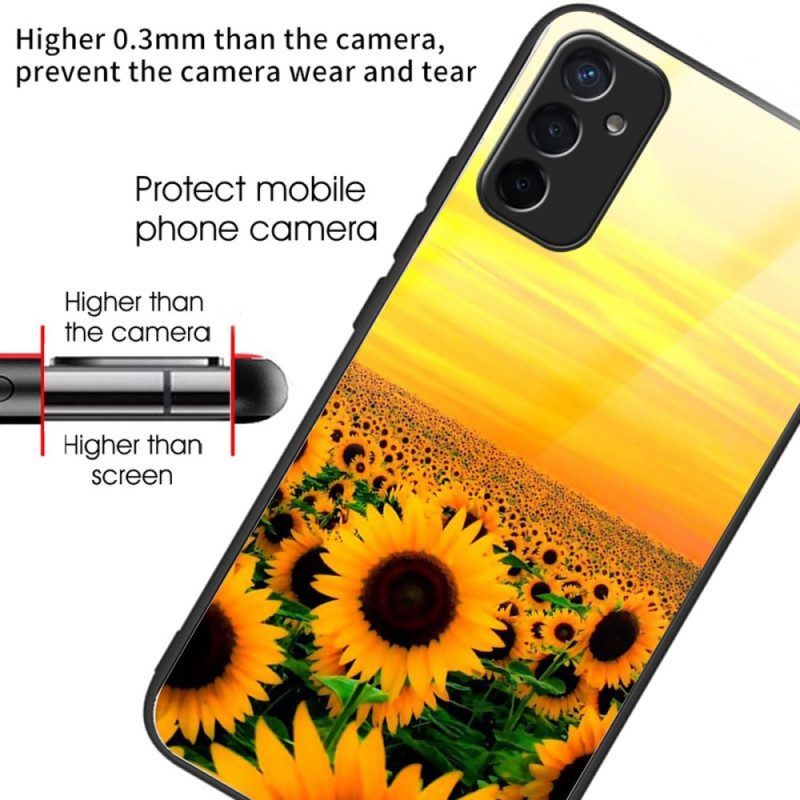 Hoesje voor Samsung Galaxy M13 Tempered Glass Variatie Zonnebloemen