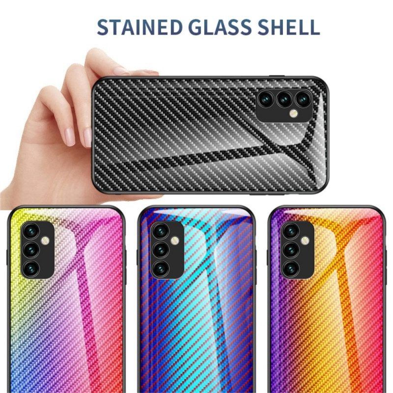 Hoesje voor Samsung Galaxy M23 5G Koolstofvezel Gehard Glas