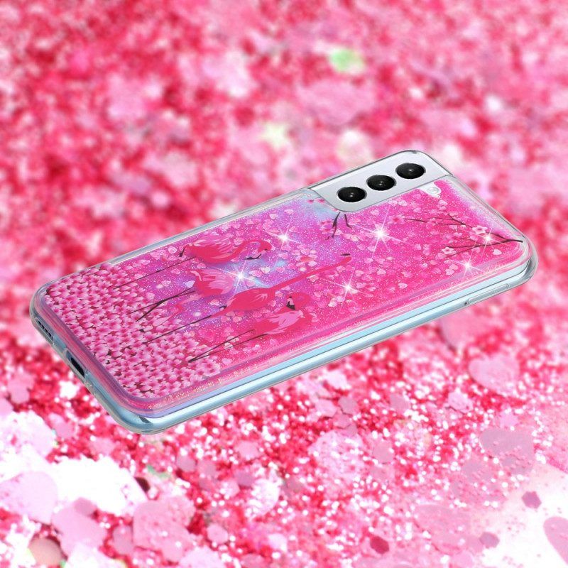 Hoesje voor Samsung Galaxy S22 5G Flamingo Pailletten