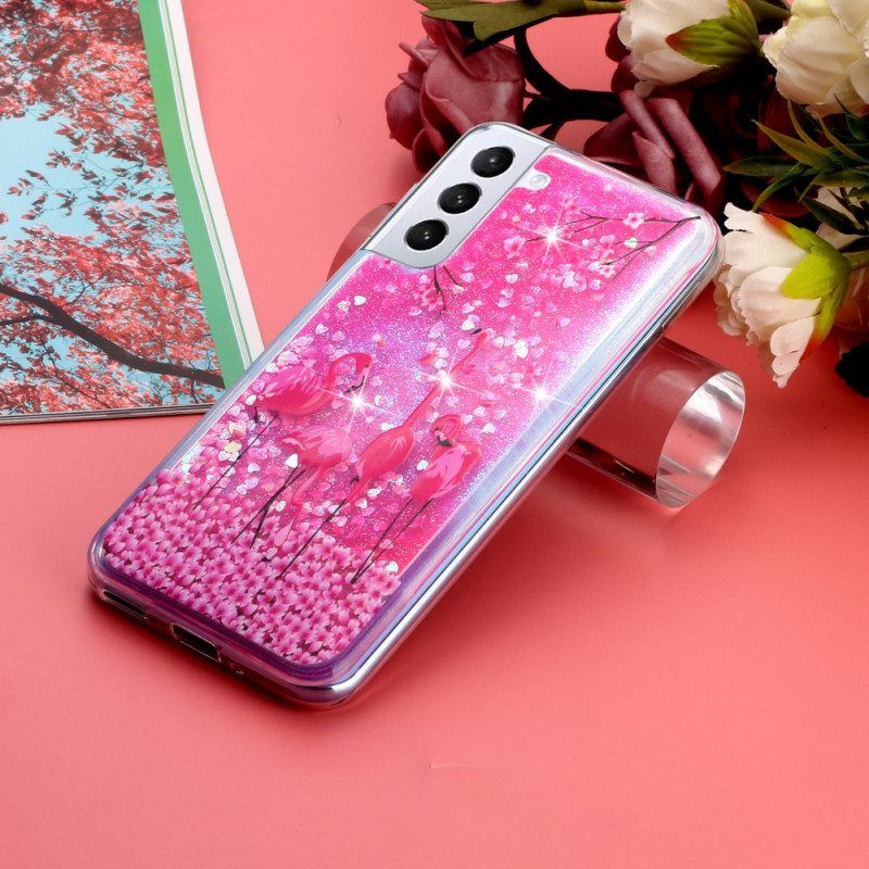 Hoesje voor Samsung Galaxy S22 5G Flamingo Pailletten