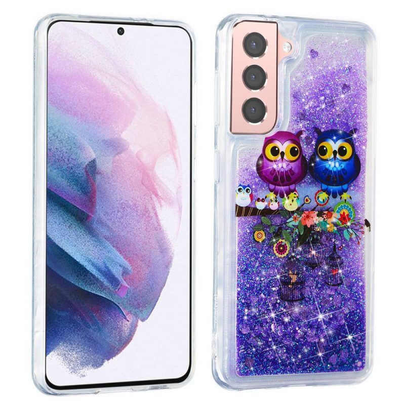 Hoesje voor Samsung Galaxy S22 5G Glitter Uilen