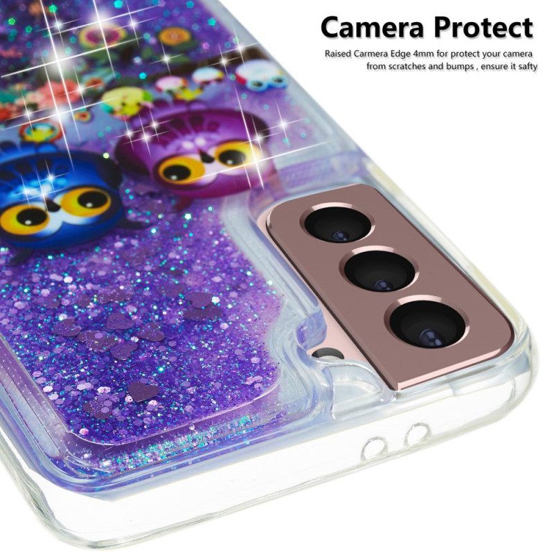 Hoesje voor Samsung Galaxy S22 5G Glitter Uilen