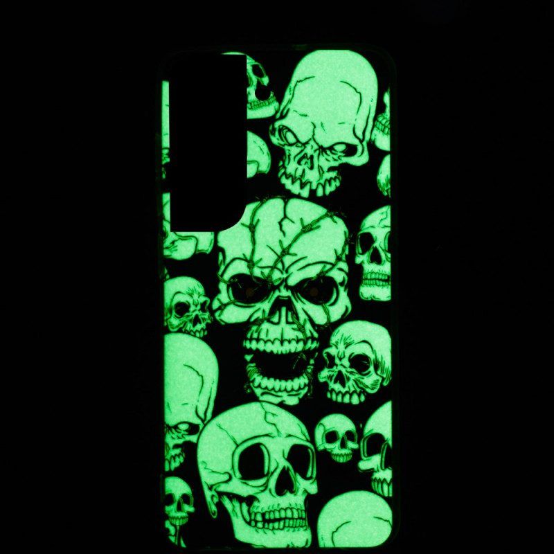 Hoesje voor Samsung Galaxy S22 5G Let Op Fluorescerende Schedels