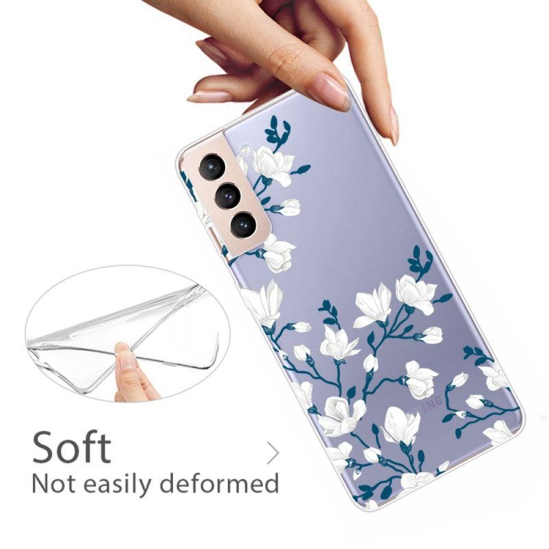 Hoesje voor Samsung Galaxy S22 5G Naadloze Witte Bloemen