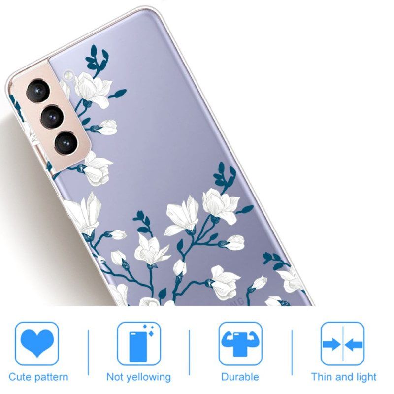 Hoesje voor Samsung Galaxy S22 5G Naadloze Witte Bloemen