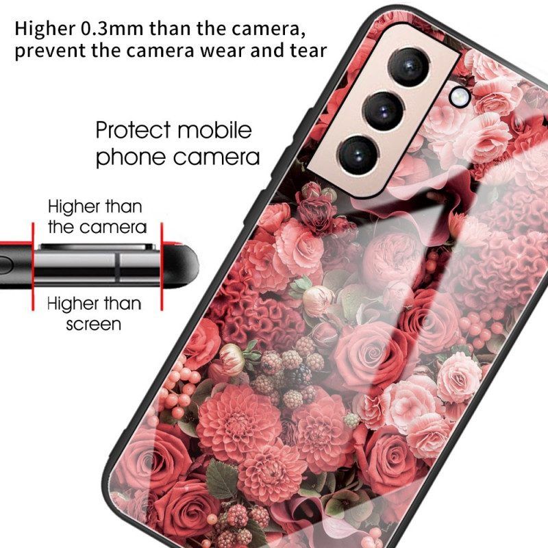 Hoesje voor Samsung Galaxy S22 5G Rose Bloemen Gehard Glas