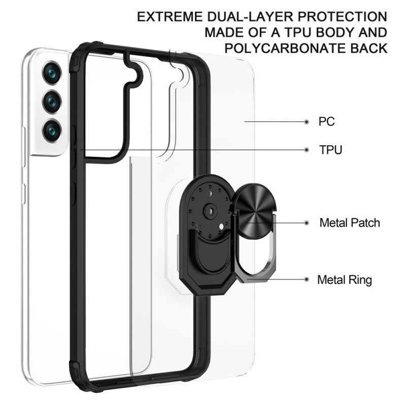 Hoesje voor Samsung Galaxy S22 5G Transparant Met Ring-support