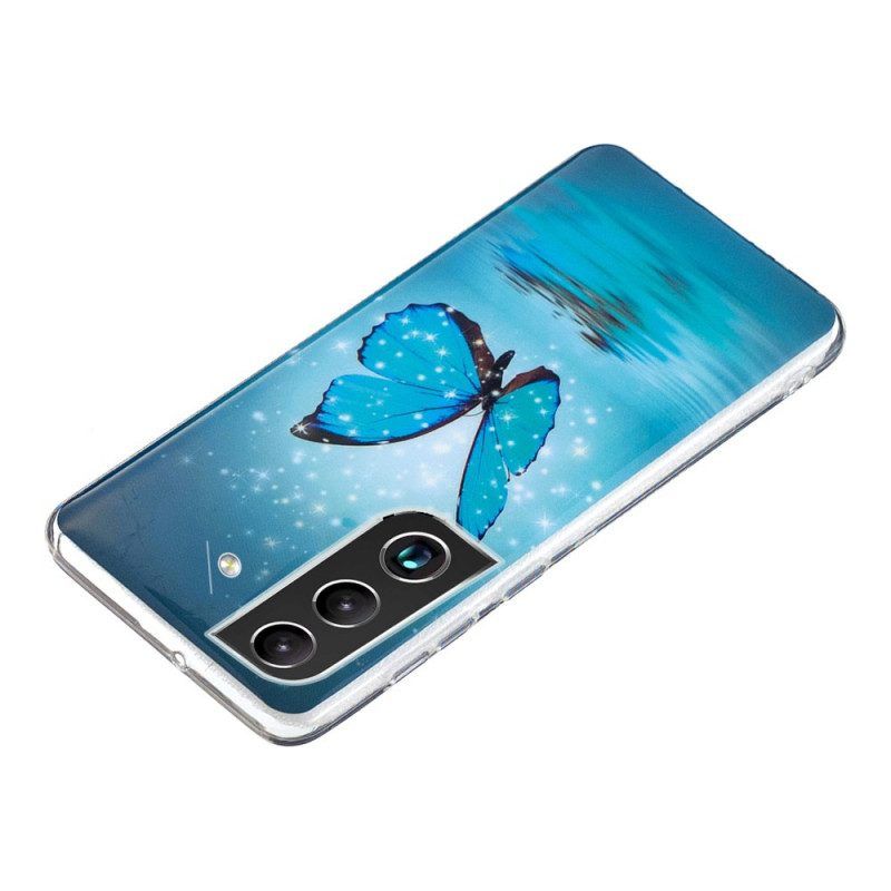 Hoesje voor Samsung Galaxy S22 Plus 5G Fluorescerende Blauwe Vlinders