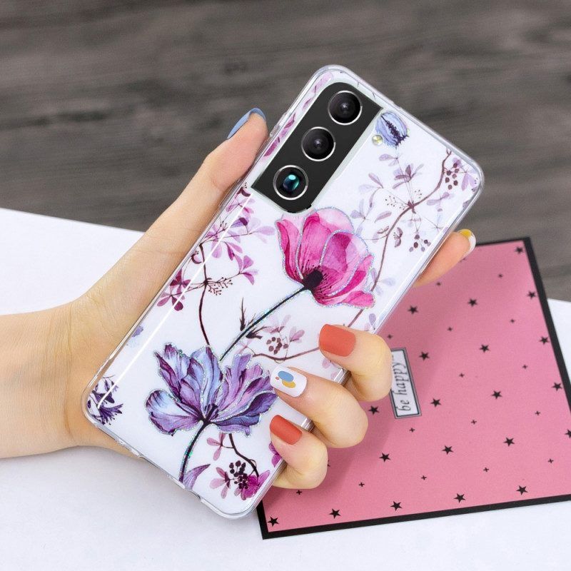 Hoesje voor Samsung Galaxy S22 Plus 5G Gemarmerde Bloemen