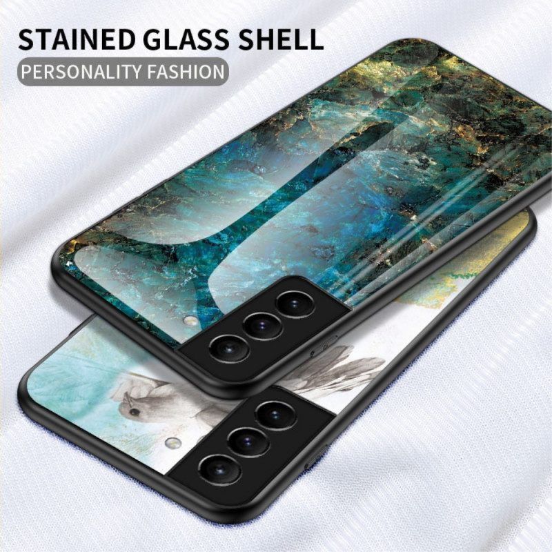 Hoesje voor Samsung Galaxy S22 Plus 5G Marmeren Kleuren Gehard Glas