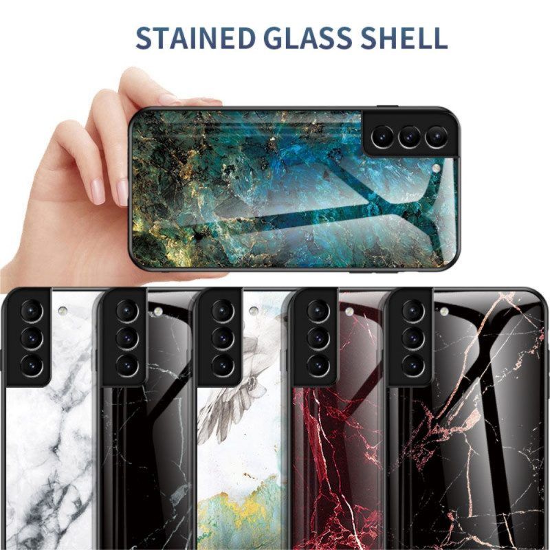 Hoesje voor Samsung Galaxy S22 Plus 5G Marmeren Kleuren Gehard Glas