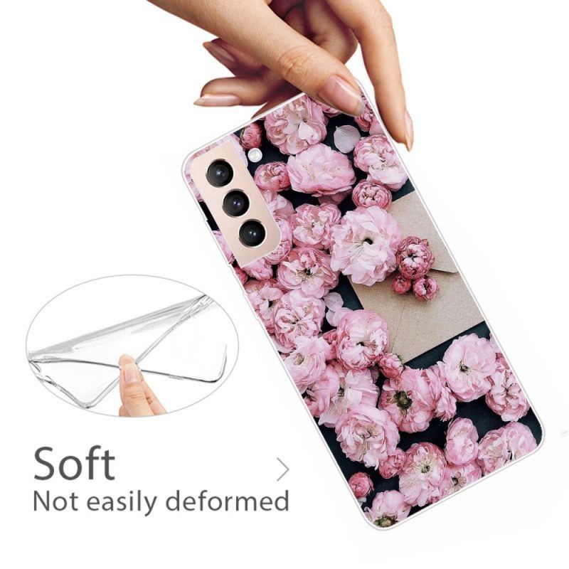 Hoesje voor Samsung Galaxy S22 Plus 5G Roze Bloemen