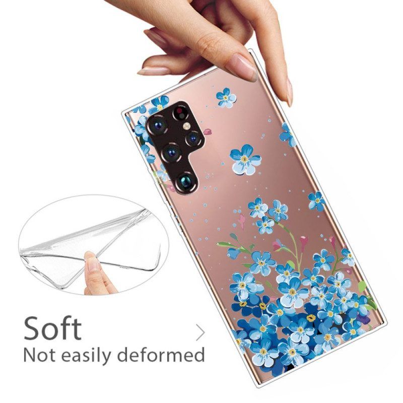 Hoesje voor Samsung Galaxy S22 Ultra 5G Blauwe Bloemen