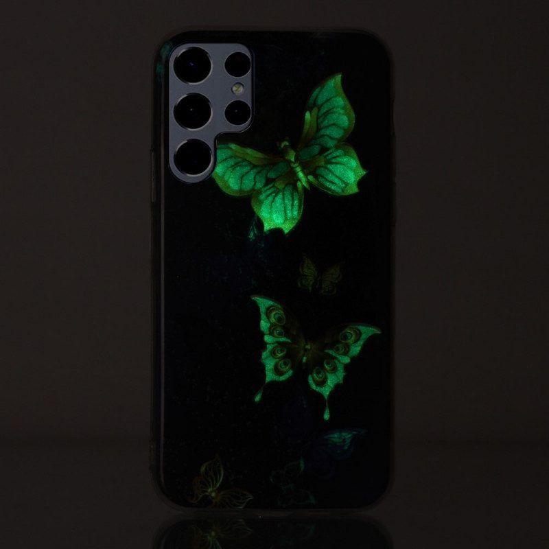 Hoesje voor Samsung Galaxy S22 Ultra 5G Fluorescerende Vlinders