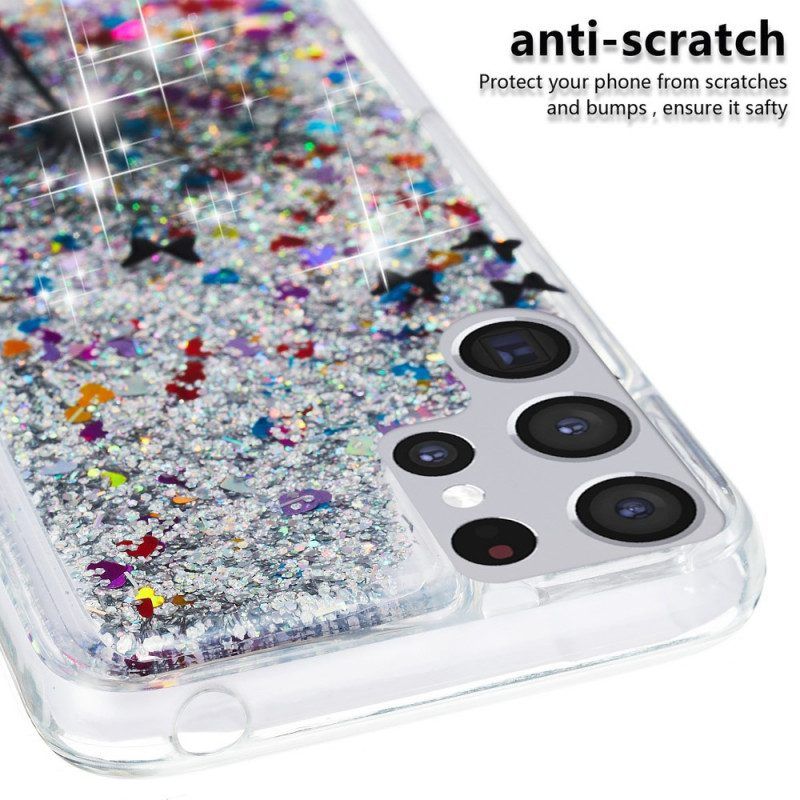 Hoesje voor Samsung Galaxy S22 Ultra 5G Glitter Paardebloemen