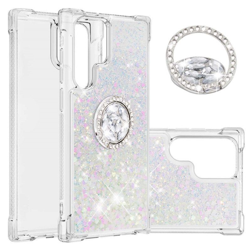 Hoesje voor Samsung Galaxy S22 Ultra 5G Glitter Ringbeugel