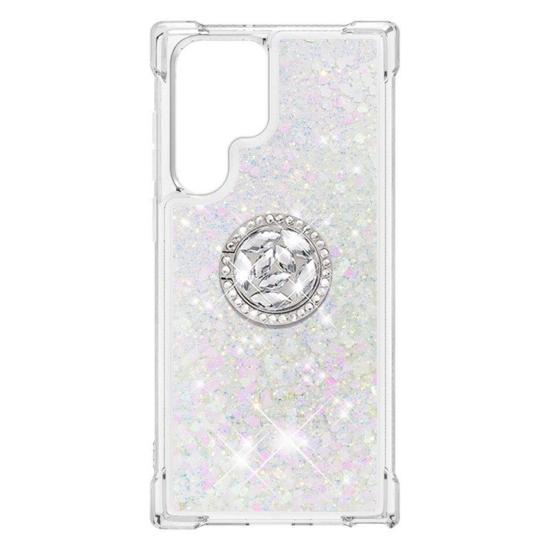 Hoesje voor Samsung Galaxy S22 Ultra 5G Glitter Ringbeugel