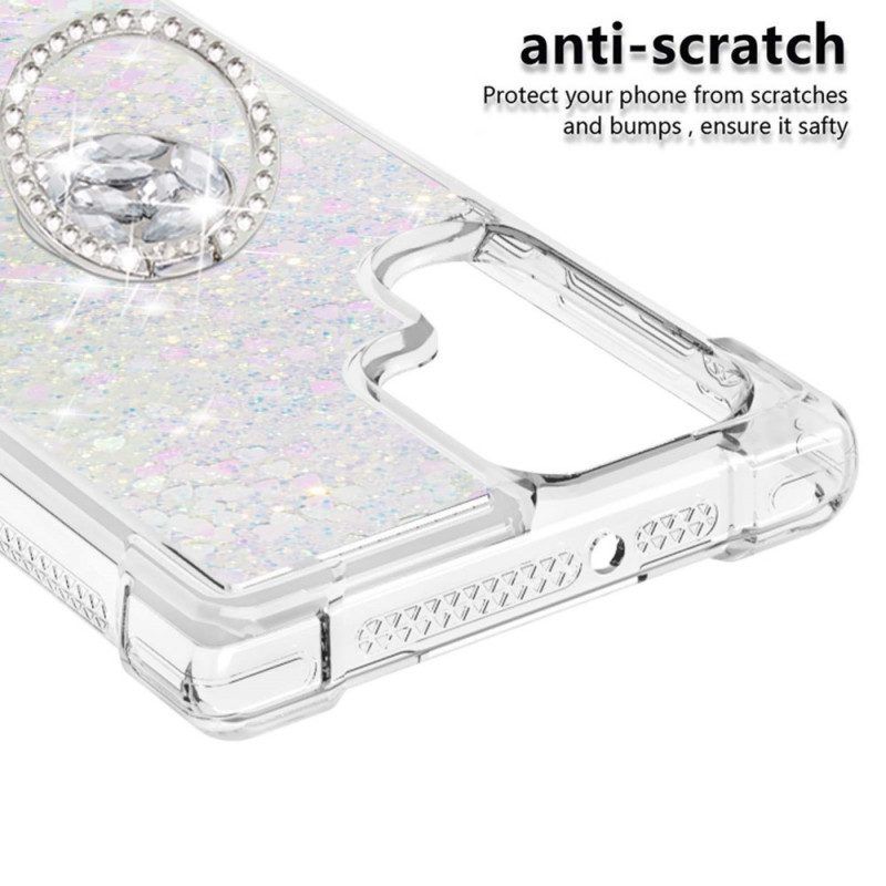 Hoesje voor Samsung Galaxy S22 Ultra 5G Glitter Ringbeugel