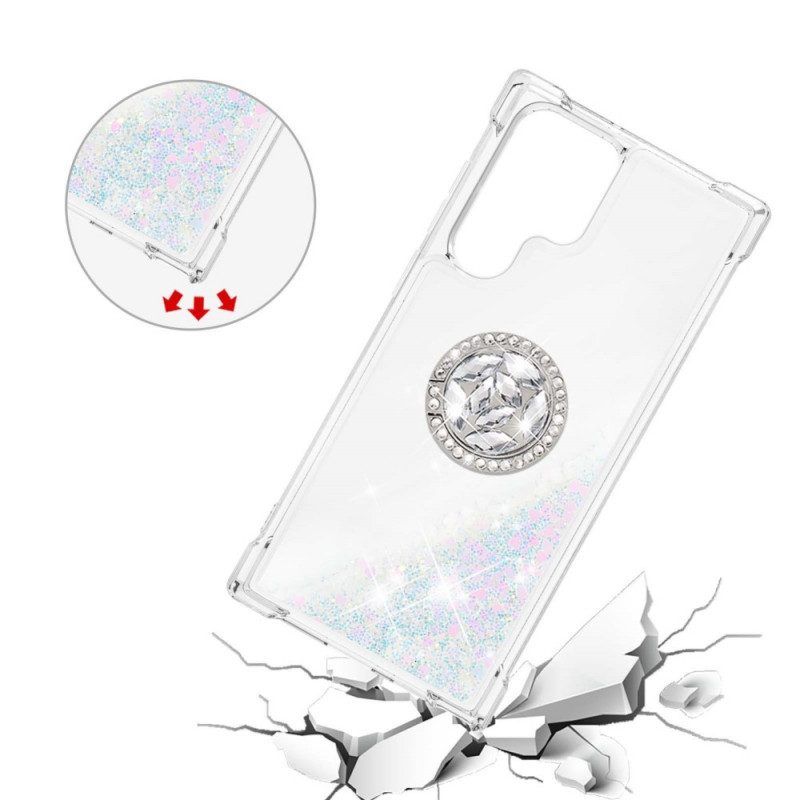 Hoesje voor Samsung Galaxy S22 Ultra 5G Glitter Ringbeugel