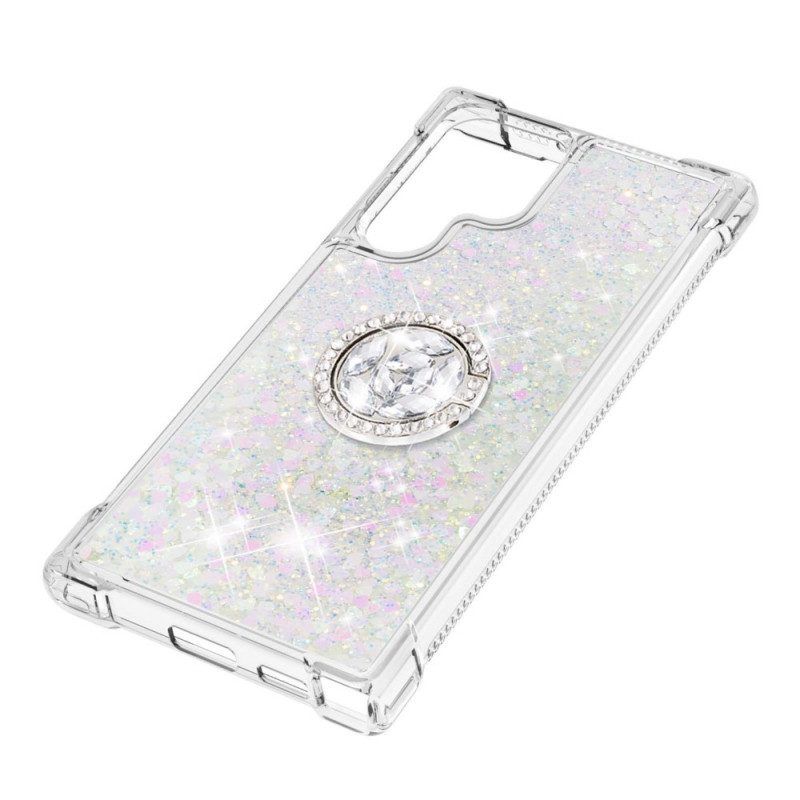 Hoesje voor Samsung Galaxy S22 Ultra 5G Glitter Ringbeugel