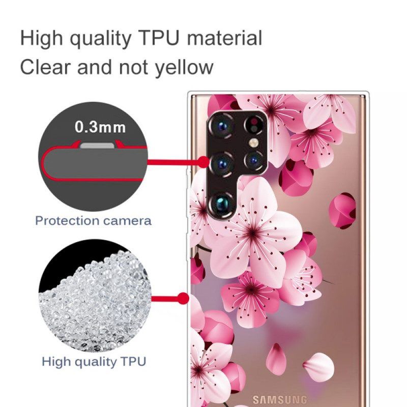 Hoesje voor Samsung Galaxy S22 Ultra 5G Kleine Roze Bloemen