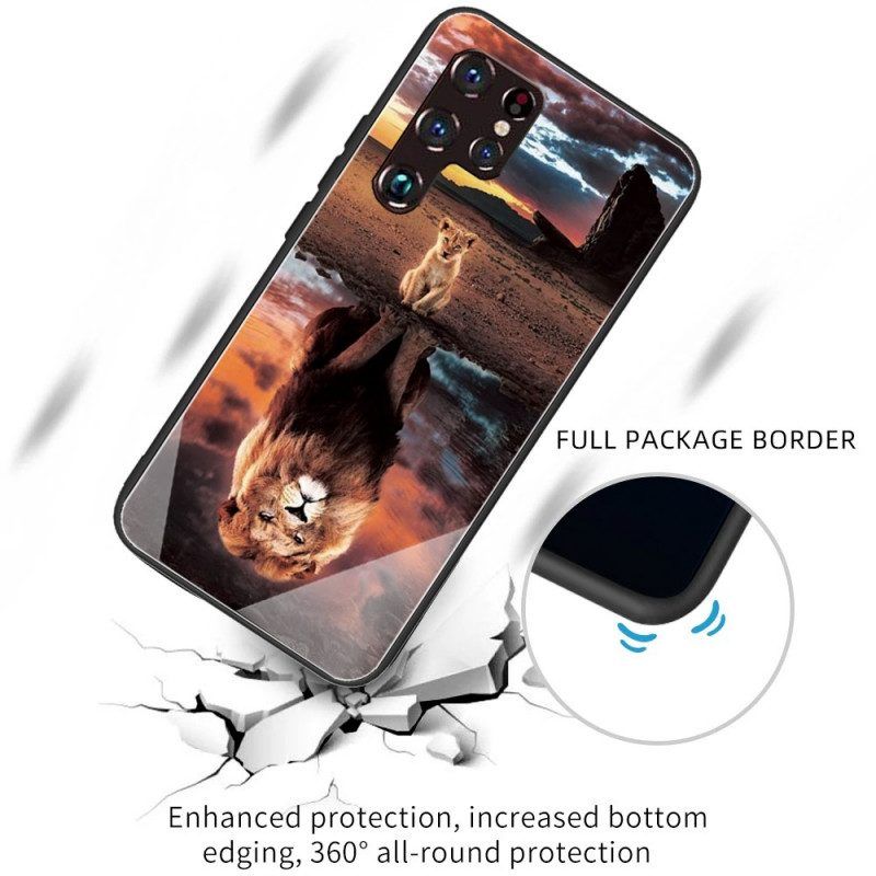 Hoesje voor Samsung Galaxy S22 Ultra 5G Lion Cub's Dream Gehard Glas