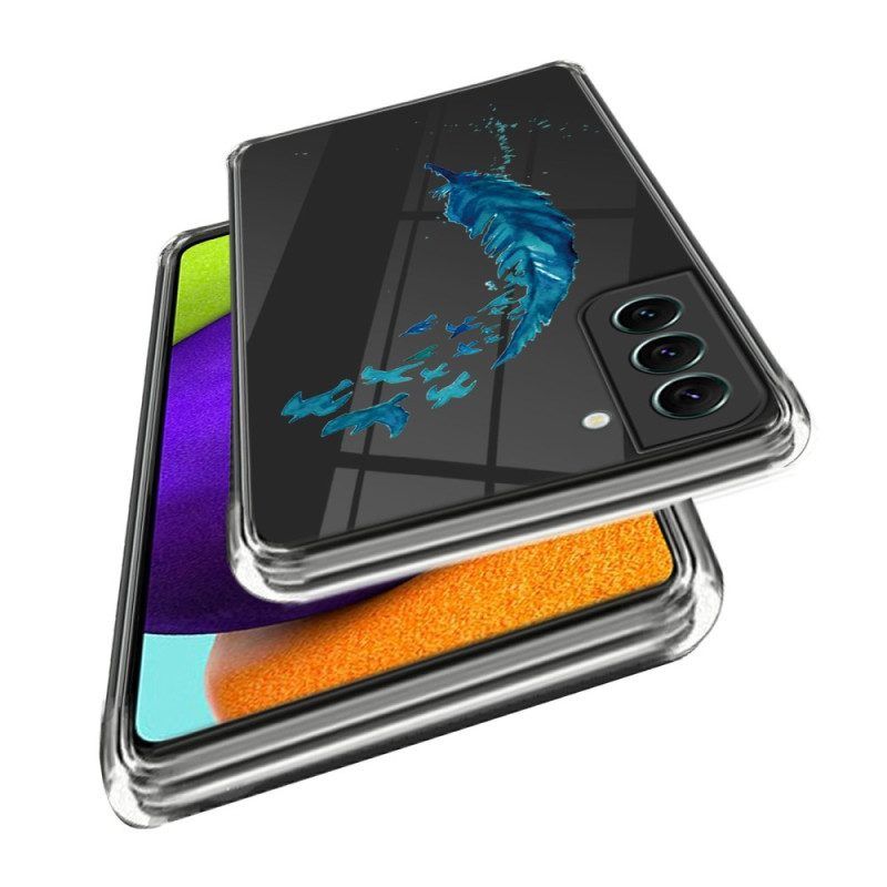 Hoesje voor Samsung Galaxy S23 5G Transparante Blauwe Veer