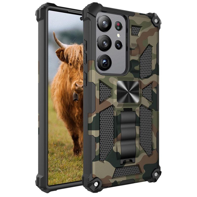 Hoesje voor Samsung Galaxy S23 Ultra 5G Camouflage Verwijderbare Ondersteuning