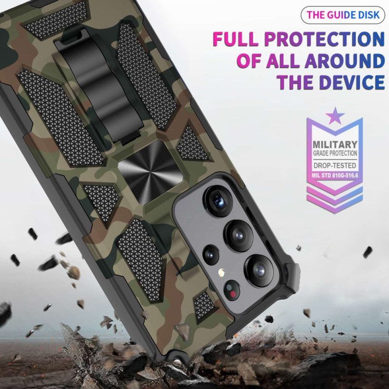 Hoesje voor Samsung Galaxy S23 Ultra 5G Camouflage Verwijderbare Ondersteuning