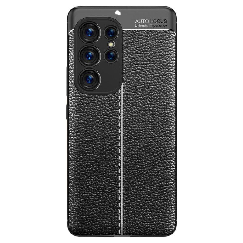 Hoesje voor Samsung Galaxy S23 Ultra 5G Dubbellijnig Litchi-leereffect