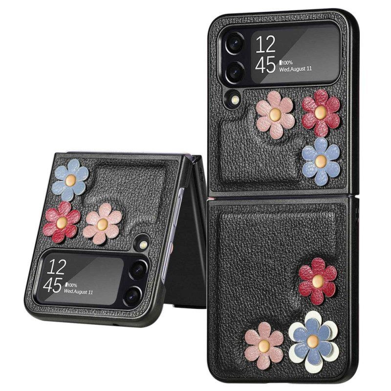 Hoesje voor Samsung Galaxy Z Flip 4 Folio-hoesje Bloemen Van Imitatieleer