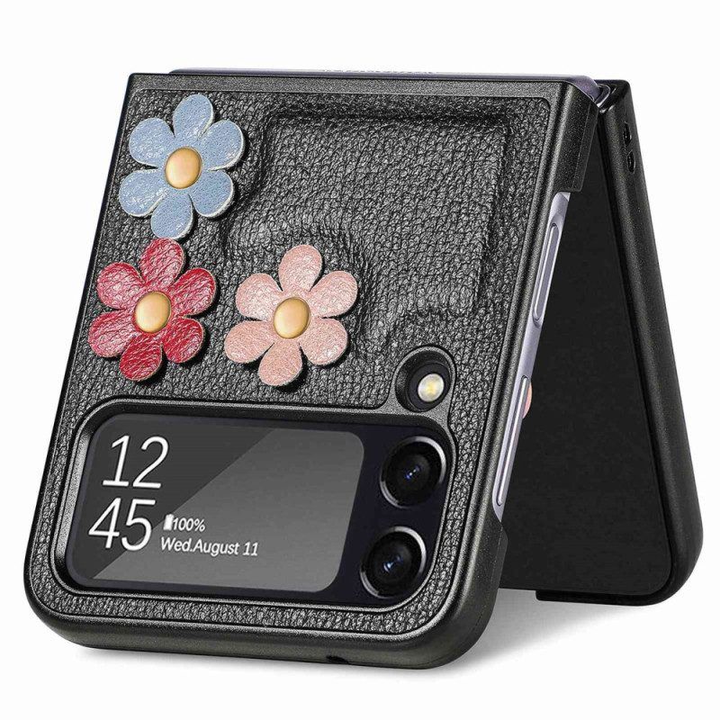 Hoesje voor Samsung Galaxy Z Flip 4 Folio-hoesje Bloemen Van Imitatieleer