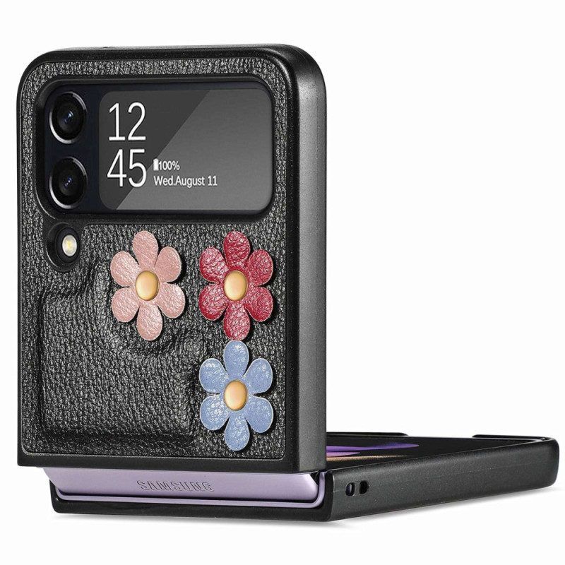 Hoesje voor Samsung Galaxy Z Flip 4 Folio-hoesje Bloemen Van Imitatieleer