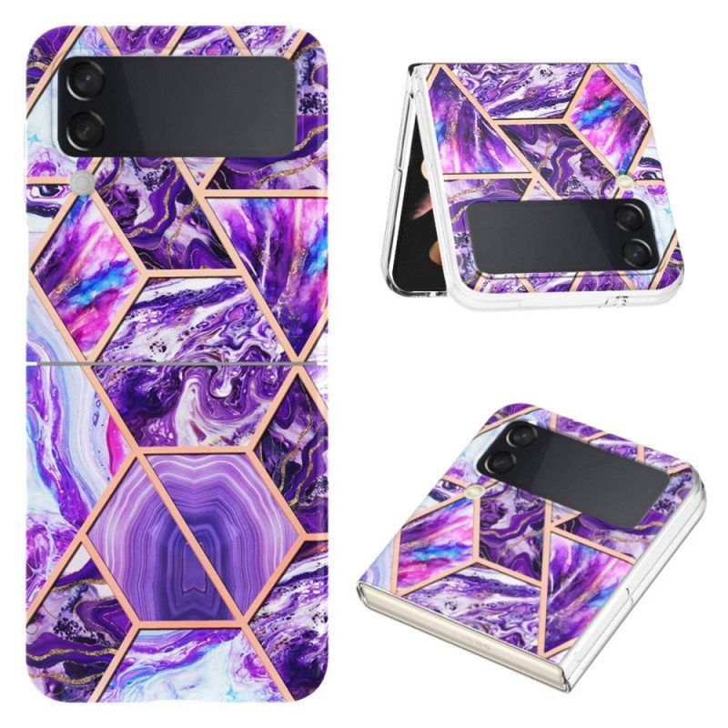 Hoesje voor Samsung Galaxy Z Flip 4 Folio-hoesje Geometrisch Marmer