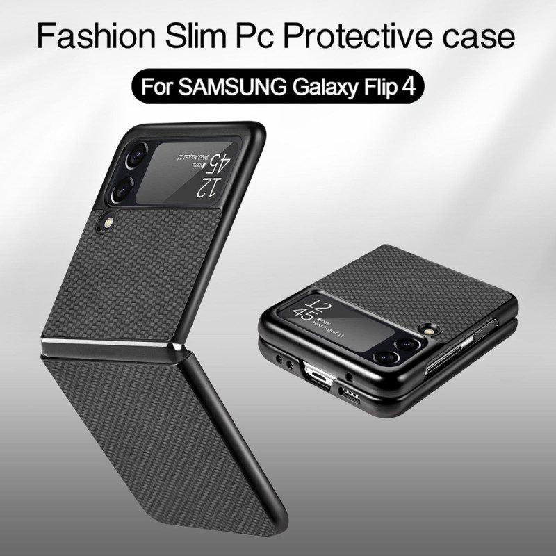 Hoesje voor Samsung Galaxy Z Flip 4 Folio-hoesje Getextureerde Koolstofvezel