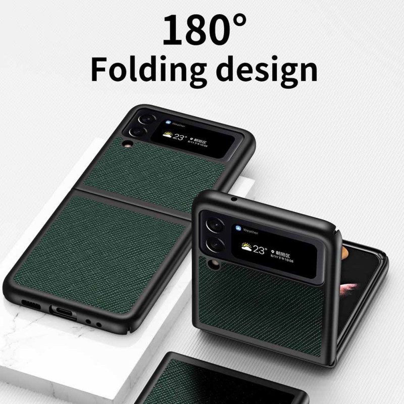 Hoesje voor Samsung Galaxy Z Flip 4 Folio-hoesje Getextureerde Lederen Stijl